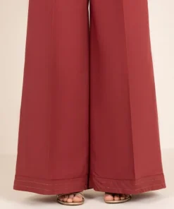 Fashion Sapphire Solid Cambric Flared Pants Maroon