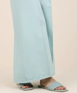Clearance Sapphire Solid Cambric Flared Pants Ice Blue