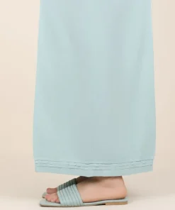 Clearance Sapphire Solid Cambric Flared Pants Ice Blue
