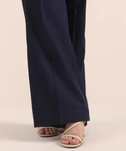 Fashion Sapphire Solid Cambric Flared Pants Navy Blue
