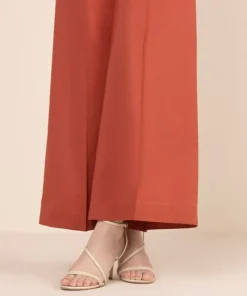 Hot Sapphire Solid Cambric Flared Pants Orange