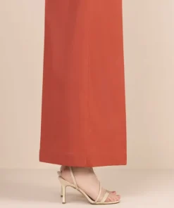 Hot Sapphire Solid Cambric Flared Pants Orange