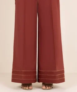 Sale Sapphire Solid Cambric Flared Pants Maroon