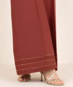 Sale Sapphire Solid Cambric Flared Pants Maroon