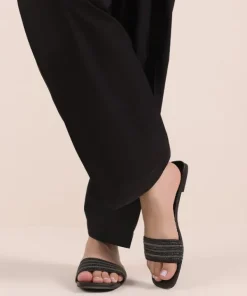 Hot Sapphire Solid Cambric Shalwar Black