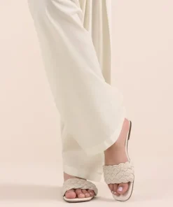 Fashion Sapphire Solid Cambric Shalwar Off White