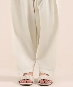 Fashion Sapphire Solid Cambric Shalwar Off White