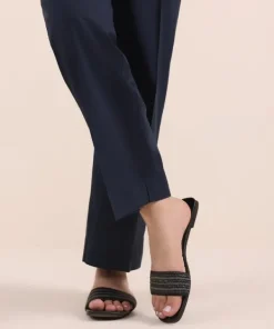 New Sapphire Solid Cambric Straight Pants Navy Blue