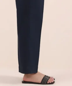 New Sapphire Solid Cambric Straight Pants Navy Blue