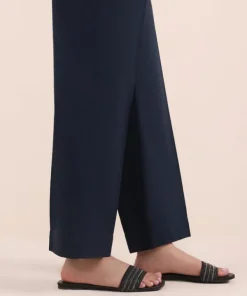 New Sapphire Solid Cambric Straight Pants Navy Blue
