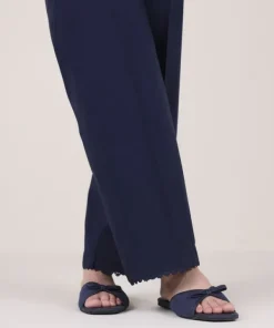 Online Sapphire Solid Cambric Straight Pants