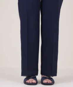 Online Sapphire Solid Cambric Straight Pants