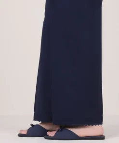 Online Sapphire Solid Cambric Straight Pants
