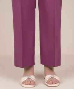 Fashion Sapphire Solid Cambric Straight Pants