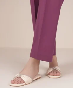 Fashion Sapphire Solid Cambric Straight Pants