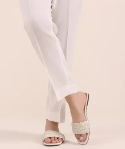Online Sapphire Solid Cambric Straight Pants White