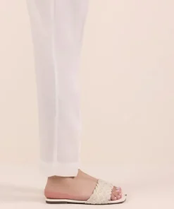 Online Sapphire Solid Cambric Straight Pants White