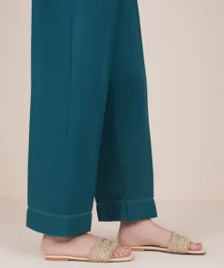 Hot Sapphire Solid Cambric Straight Pants