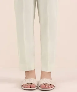 Clearance Sapphire Solid Cambric Straight Pants Off White