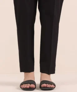 Online Sapphire Solid Cambric Straight Pants Black