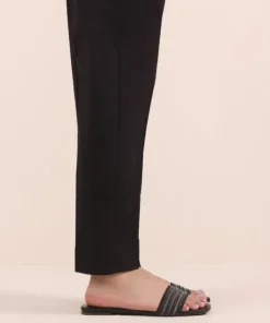 Online Sapphire Solid Cambric Straight Pants Black