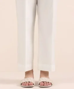 Fashion Sapphire Solid Cambric Straight Pants Off White