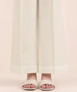 Hot Sapphire Solid Cambric Straight Pants White