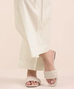 Hot Sapphire Solid Cambric Straight Pants White