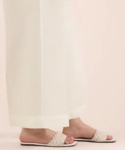 Hot Sapphire Solid Cambric Straight Pants White