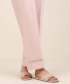 Clearance Sapphire Solid Cambric Straight Pants Pink