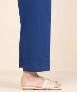 Hot Sapphire Solid Cambric Straight Pants Blue