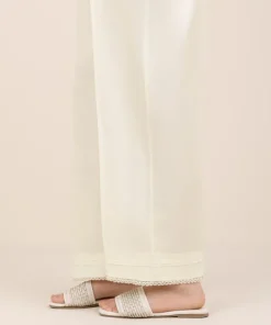 Clearance Sapphire Solid Cambric Straight Pants White