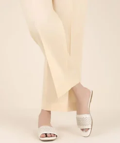 Online Sapphire Solid Cambric Straight Pants Beige