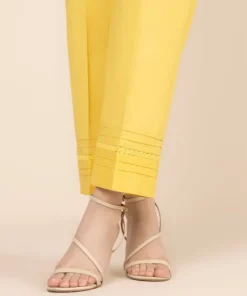Hot Sapphire Solid Cambric Straight Pants Yellow