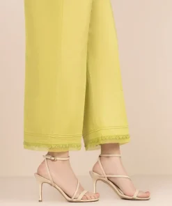 Sale Sapphire Solid Cambric Straight Pants Green