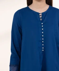 Discount Sapphire Solid Lawn Shirt Blue