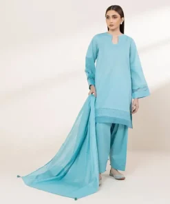 Clearance Sapphire Solid Lawn Shirt Blue