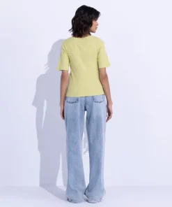 Sale Sapphire Square-Neck Rib Top Lime Green