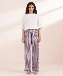 Hot Sapphire Stripe Print Woven Trousers Multi