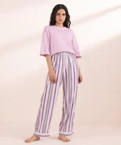 Hot Sapphire Stripe Print Woven Trousers Multi