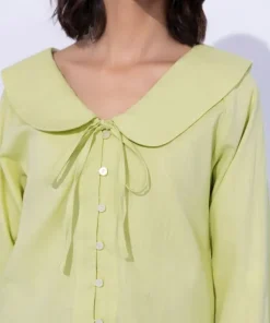 New Sapphire Textured Cropped Top Lime Green