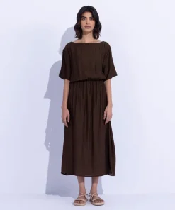 Discount Sapphire Textured Midi Dress Brown
