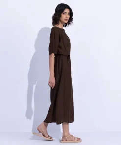Discount Sapphire Textured Midi Dress Brown