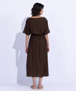 Discount Sapphire Textured Midi Dress Brown