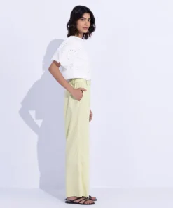 Best Sapphire Textured Pants Lime Green