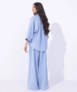 Discount Sapphire Textured Pull On Trousers Light Blue