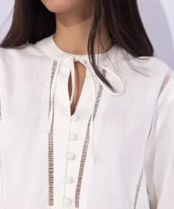 Hot Sapphire Top With Lace Detail White
