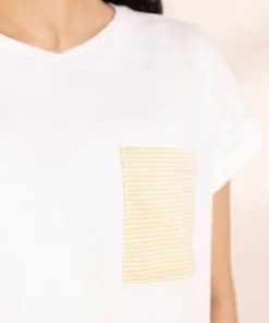 Sale Sapphire T-Shirt with Printed Pocket White