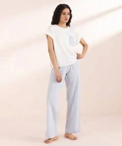 Hot Sapphire T-Shirt with Printed Pocket White