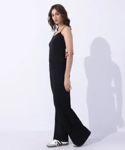 Fashion Sapphire Wide Leg Jersey Trousers Black